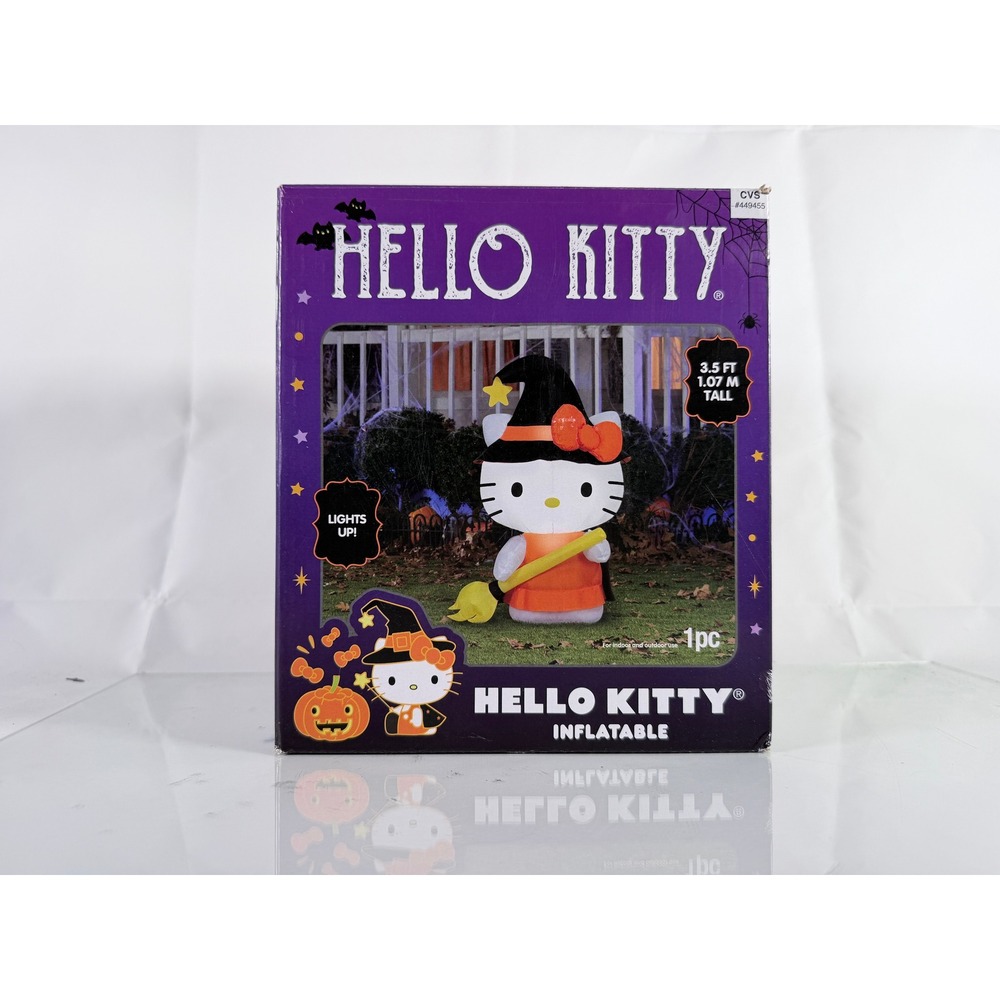 Hello Kitty Halloween Inflatable 3.5 FT Witch Broomstick Lights Up Sanrio 449455